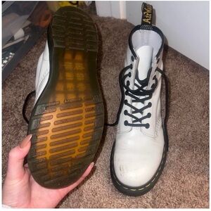 White Leather Lace-Up Boots